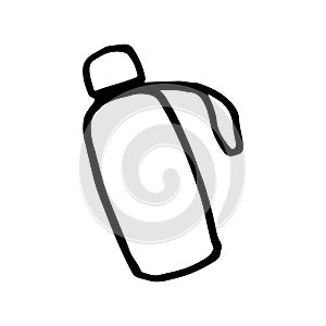 Thermos bottle vector icon. Water flask sign. Vector illustration in doodle style. Isolated