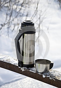 Thermos with hot tea
