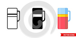 Thermos icon of 3 types. Isolated vector sign symbol.