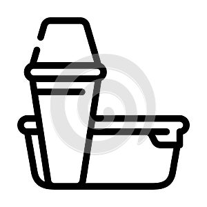 thermos and lunchbox line icon vector illustration