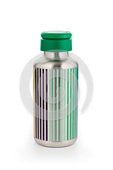 Thermos stainless, thermo sport bootle, canteen bottle isolated object on white background photo