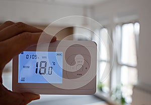 Thermostat control panel in cold room in gas restriction period
