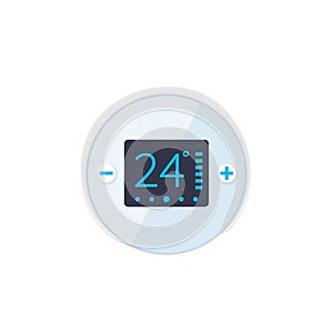 Thermostat, temperature control icon, flat style