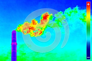 Thermovision image heating plant chimney