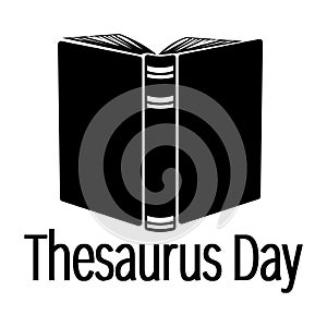 Thesaurus Day, Open book spine silhouette and themed inscription photo