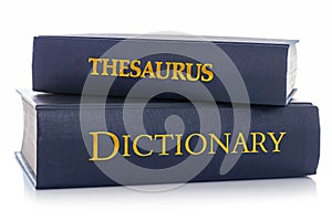 Thesaurus and Dictionary isolated on white