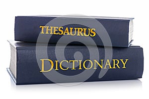 Thesaurus and Dictionary isolated on white photo