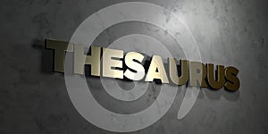 Thesaurus - Gold text on black background - 3D rendered royalty free stock picture photo