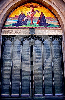 95 Theses Door Luther Crucifixion Mosaic Castle Church Wittenberg Germany photo