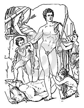 Theseus and the minotaur vintage illustration