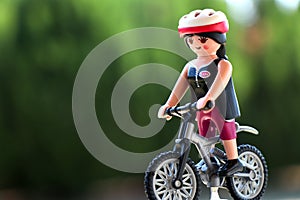 Thessaloniki, Greece - August 14 2018: Playmobil Cyclist Figure Isolated