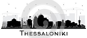 Thessaloniki Greece City Skyline Silhouette with Black Buildings Isolated on White