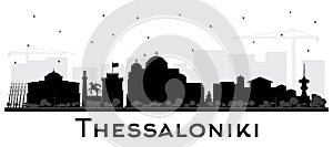 Thessaloniki Greece City Skyline Silhouette with Black Buildings Isolated on White photo