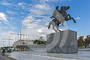 Alexander the Great Monument at embankment of city of Thessaloniki, Central Macedonia,