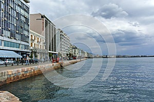 THESSALONIKI, GREECE - SEPTEMBER 30, 2017: Amazing view of embankment of city of Thessaloniki, Central Macedonia