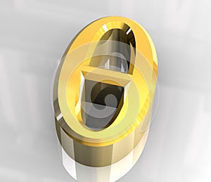 Theta symbol in gold (3d)