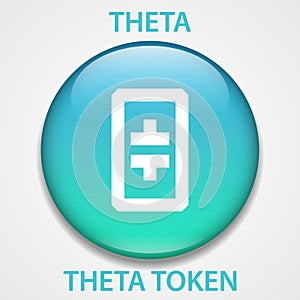 Theta Token Coin cryptocurrency blockchain icon. Virtual electronic, internet money or cryptocoin symbol, logo