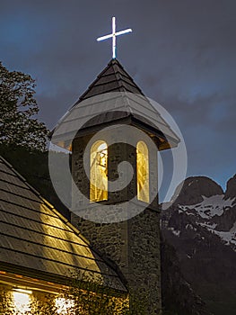 Theth, Albania, May 12, 2022 - small stone church