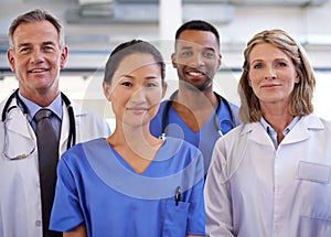 Theyll take good care of you. Portrait of a diverse team of medical professionals.