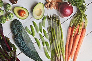 Theyre all equal sources of goodness. a variety of fresh produce on a table.