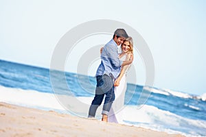 Theyre inseparable. a happy young couple enjoying a romantic day on the beach.