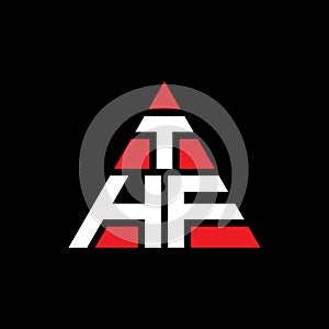 THF triangle letter logo design with triangle shape. THF triangle logo design monogram. THF triangle vector logo template with red