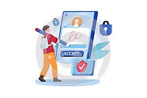 Handwriting identiÃ¯Â¬Âcation Flat Illustration concept.