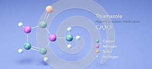 thiamazole molecular structures, Hyperthyroidism medication 3d model, Structural Chemical Formula and Atoms with Color Coding photo