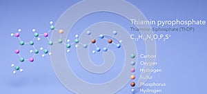 thiamine pyrophosphate, molecular structures, Thiamine diphosphate, 3d model, Structural Chemical Formula and Atoms with Color