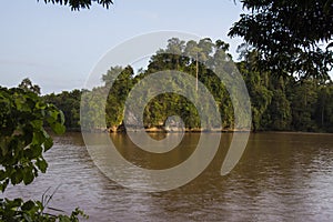 Kinabatangan river flown through a tropical rain forest photo