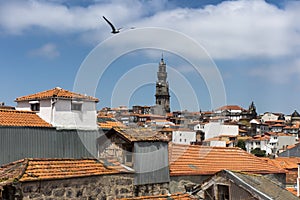 Thick buildings with a predominance of orange and brick roofs in