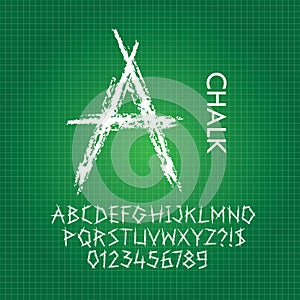 Thick Chalk Alphabet and Numbers Vector