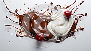 Thick Chocolate Sauce Splash on White Blurry Background