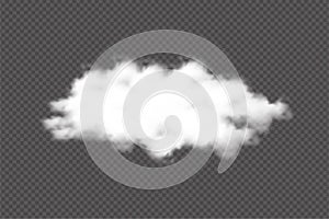 A thick cloud floating on a transparent background. Realistic smoke and cloud vectors for design elements or template decoration.