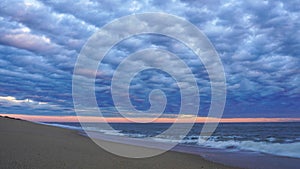 Thick Cloud Formations in Sky over Ocean