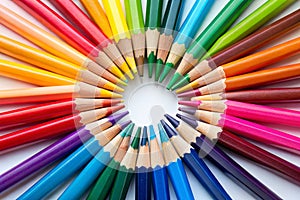 Thick Colored Pencils Are Arranged in a Circle