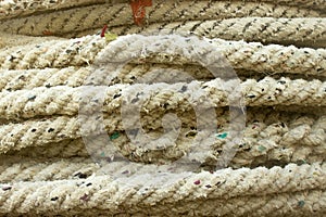 Thick and crooked ropes to tie ships at sea. The rope must be strong so that it does not break in the middle of the sea.