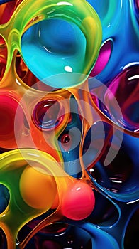 Thick dense viscous provocative sticky flowing liquid texture abstract background. Vibrant colorful curve dynamic fluid