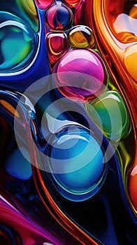 Thick dense viscous provocative sticky flowing liquid texture abstract background. Vibrant colorful curve dynamic fluid