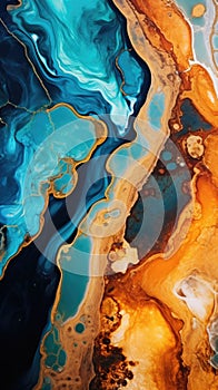 Thick dense viscous provocative sticky flowing liquid texture abstract background. Vibrant colorful curve dynamic fluid