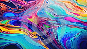 Thick dense viscous provocative sticky flowing liquid texture abstract background. Vibrant colorful curve dynamic fluid