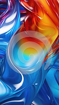 Thick dense viscous provocative sticky flowing liquid texture abstract background. Vibrant colorful curve dynamic fluid