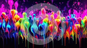 Thick dense viscous provocative sticky flowing liquid texture abstract background. Vibrant colorful curve dynamic fluid