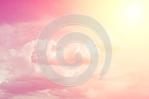 Thick fluffy pink clouds background