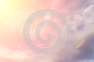 Thick fluffy sunset clouds. Background