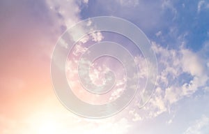 Thick fluffy pink sunset clouds