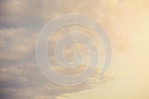 Thick fluffy sunset clouds. Background