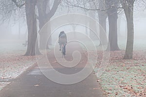 Thick fog in London park