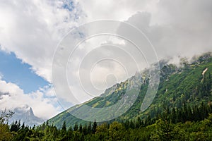 Thick fog over the Tatra mountains in summer