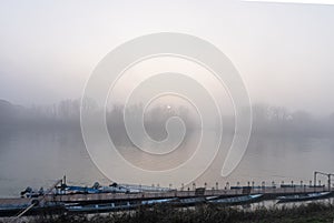 Thick fog on the Po River, Cremona.